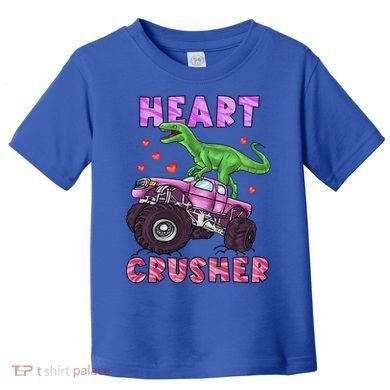 Funny Valentines Day Graphic Gift Heart Dinosaur Crusher Meaningful Gift Toddler T-Shirt