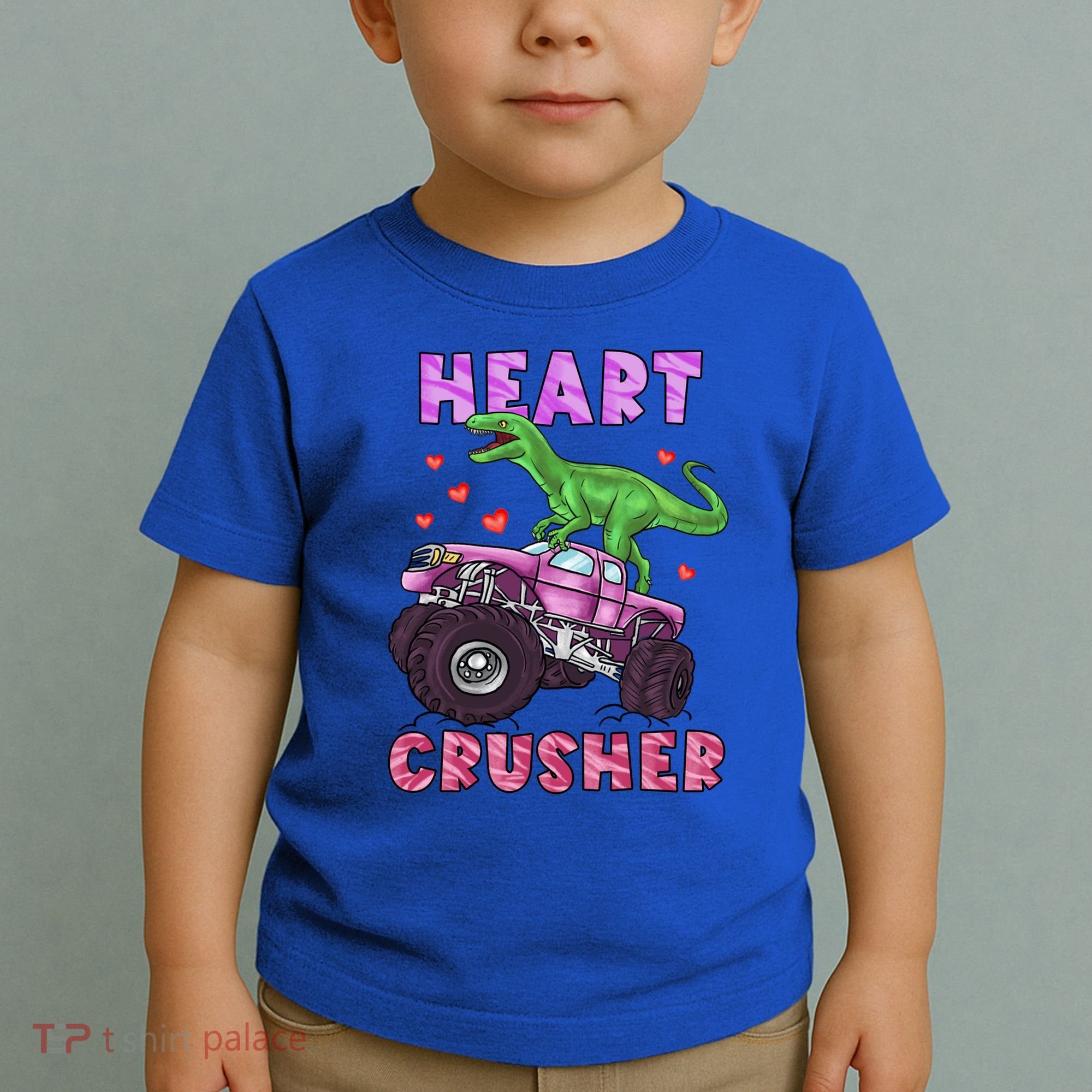Funny Valentines Day Graphic Gift Heart Dinosaur Crusher Meaningful Gift Toddler T-Shirt