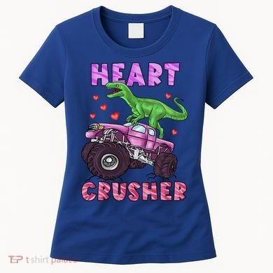 Funny Valentines Day Graphic Gift Heart Dinosaur Crusher Meaningful Gift Women's T-Shirt