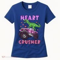 Funny Valentines Day Graphic Gift Heart Dinosaur Crusher Meaningful Gift Women's T-Shirt thumb 0
