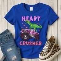 Funny Valentines Day Graphic Gift Heart Dinosaur Crusher Meaningful Gift Women's T-Shirt thumb 3