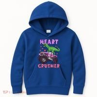 Funny Valentines Day Graphic Gift Heart Dinosaur Crusher Meaningful Gift Kids Hoodie thumb 0