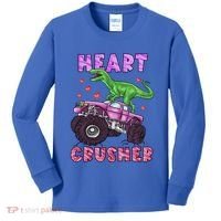 Funny Valentines Day Graphic Gift Heart Dinosaur Crusher Meaningful Gift Kids Long Sleeve Shirt thumb 0