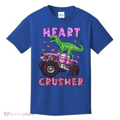 Funny Valentines Day Graphic Gift Heart Dinosaur Crusher Meaningful Gift Kids T-Shirt