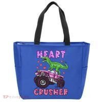Funny Valentines Day Graphic Gift Heart Dinosaur Crusher Meaningful Gift Tote Bag thumb 0