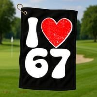 Funny Valentines Day I Heart Love 67 Golf Towel thumb 1