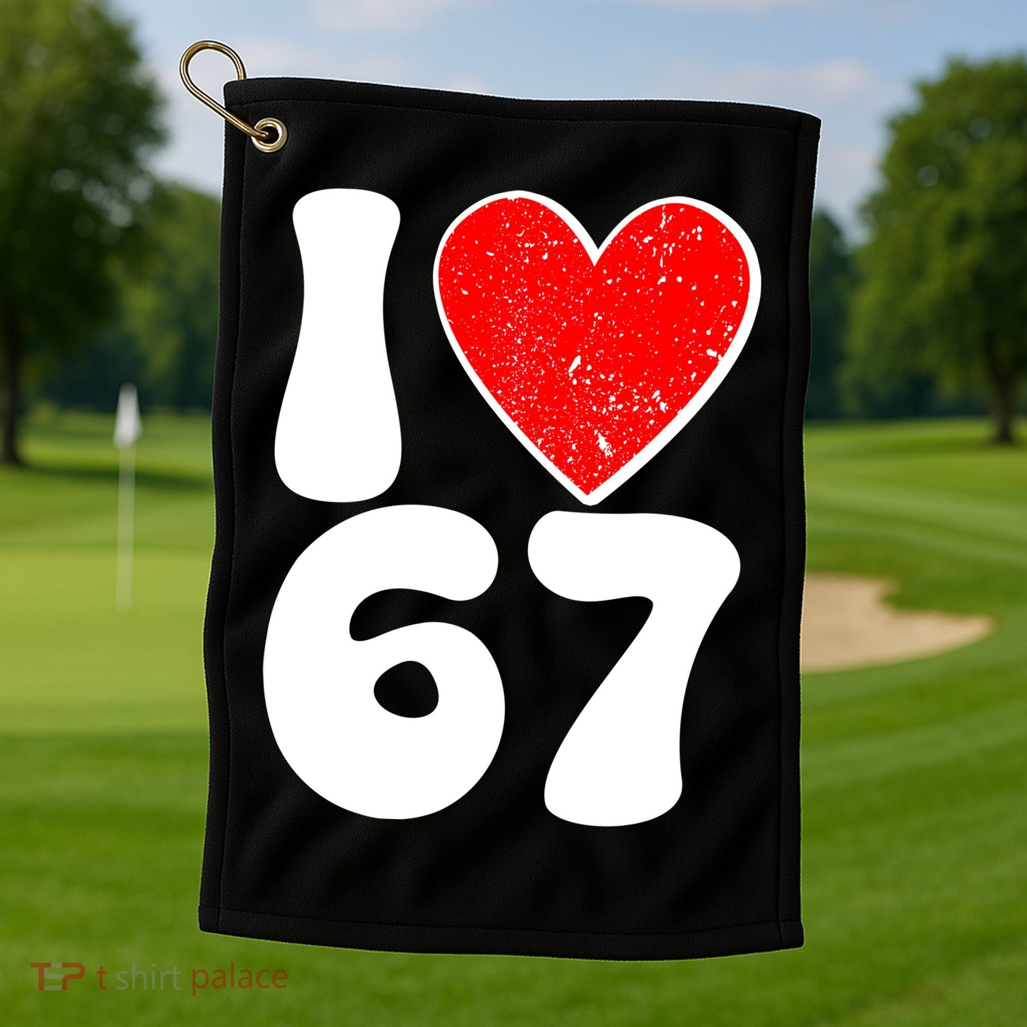Funny Valentines Day I Heart Love 67 Golf Towel