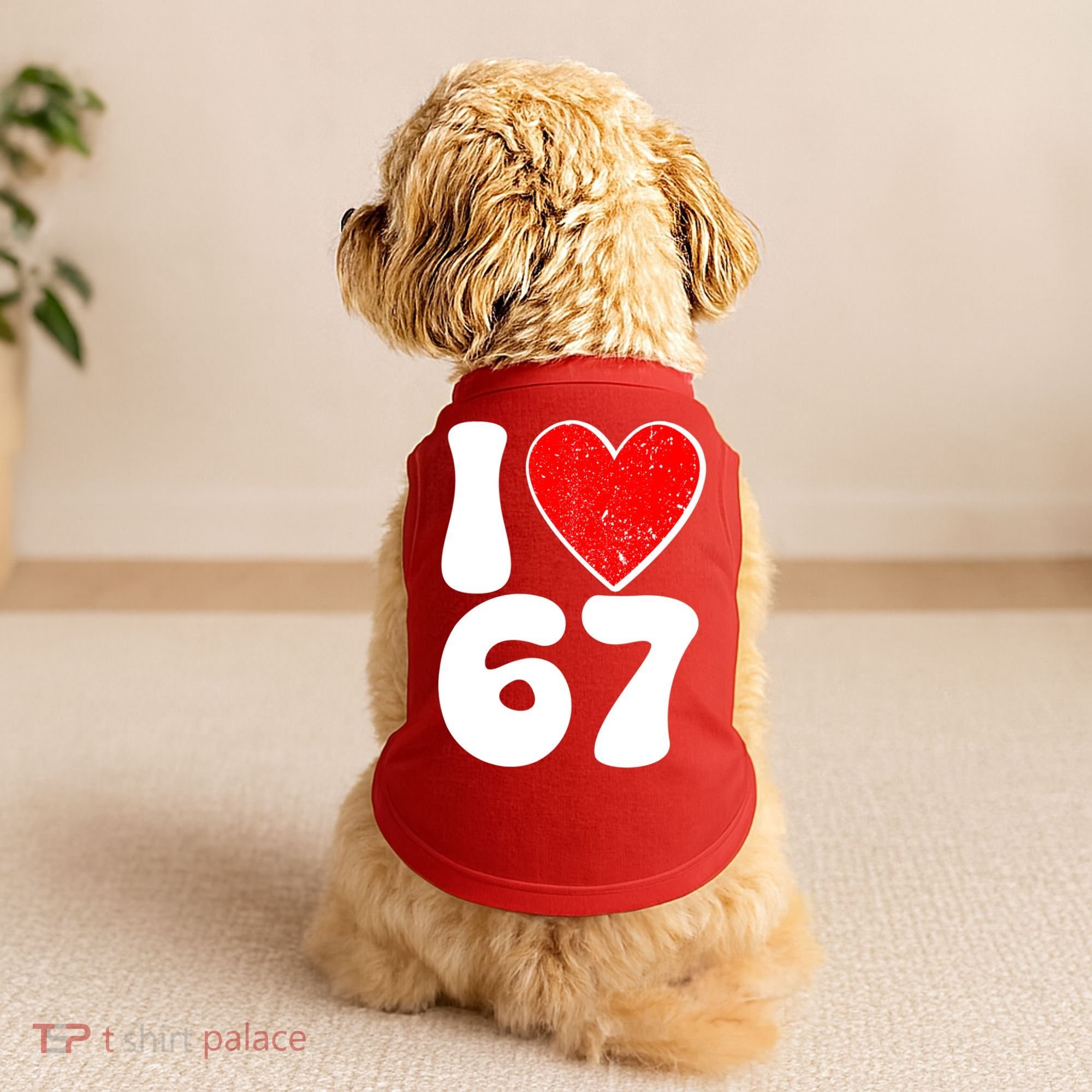Funny Valentines Day I Heart Love 67 Doggie Tank