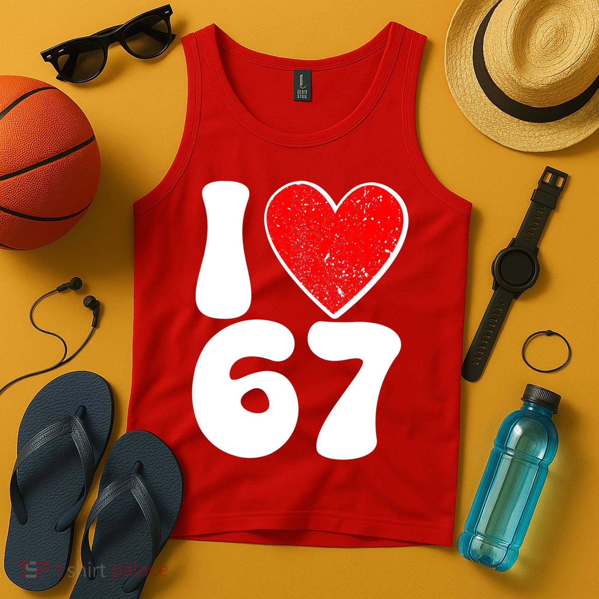 Funny Valentines Day I Heart Love 67 Tank Top