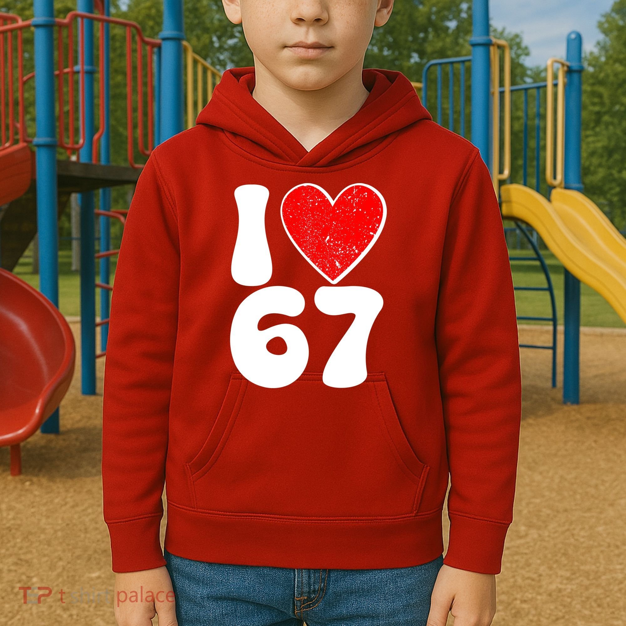 Funny Valentines Day I Heart Love 67 Kids Hoodie