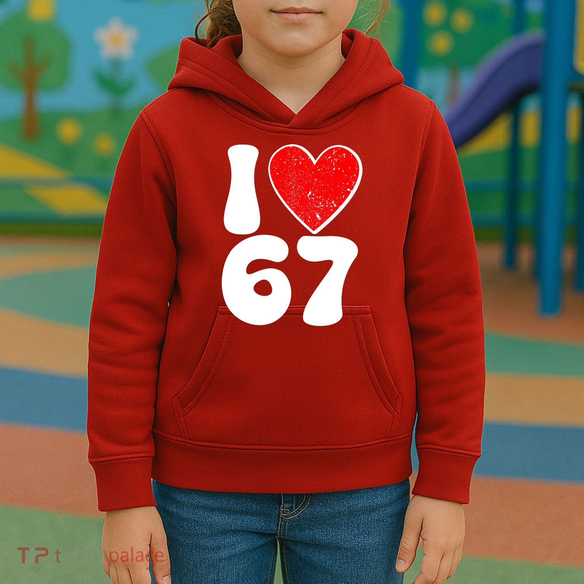Funny Valentines Day I Heart Love 67 Kids Hoodie
