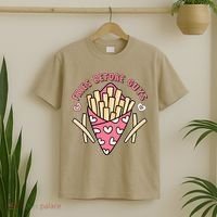 Funny Valentines Day Fries Before Guys French Fries Lover T-Shirt thumb 2