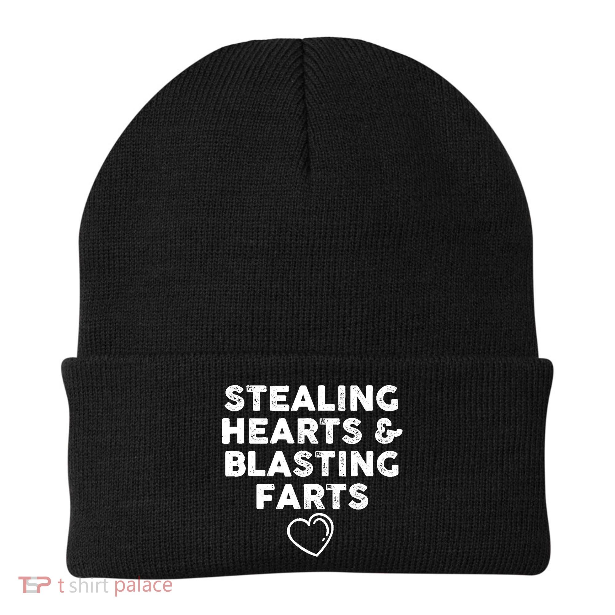 Funny ValentineS Day Stealing Hearts And Blasting Farts Beanie