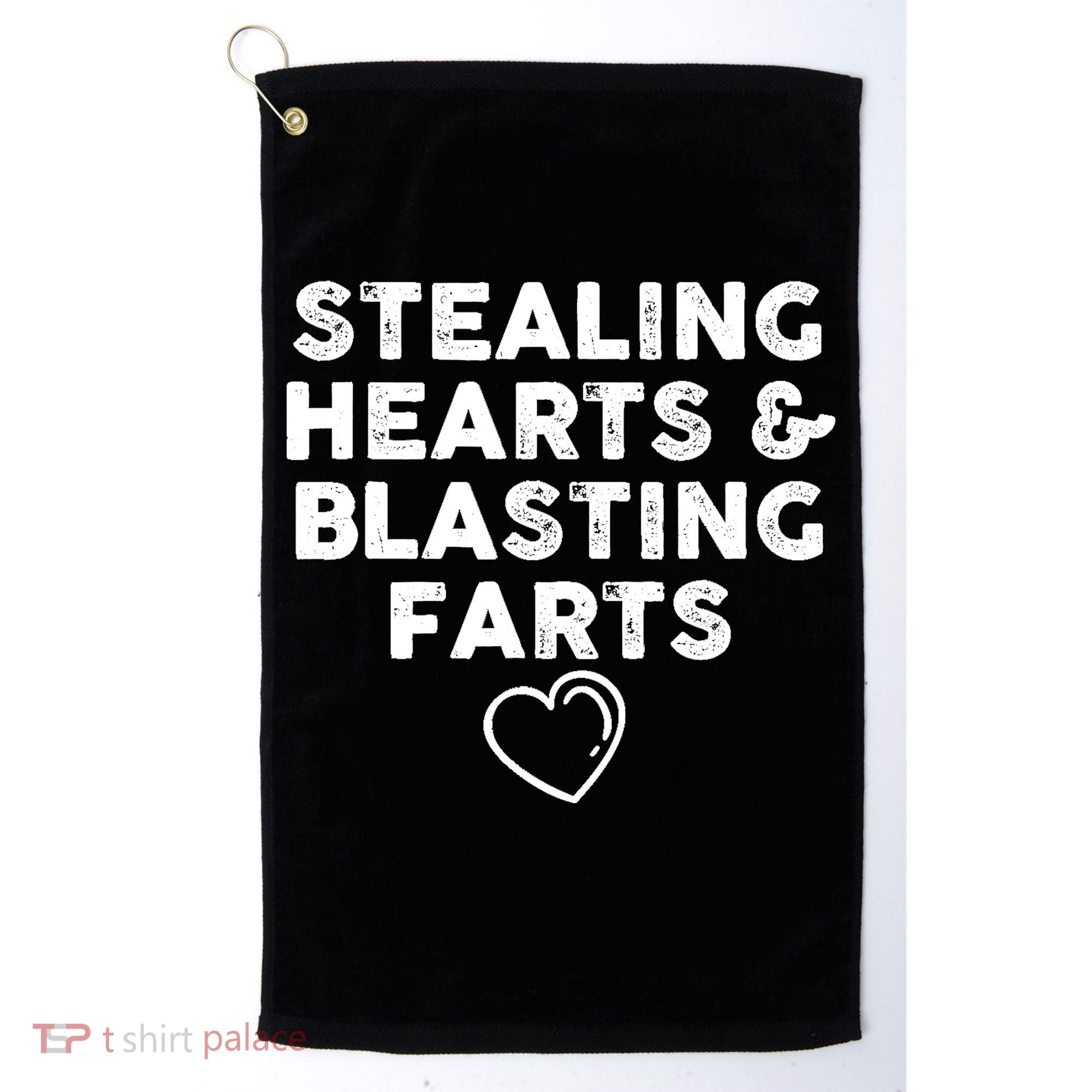Funny ValentineS Day Stealing Hearts And Blasting Farts Golf Towel