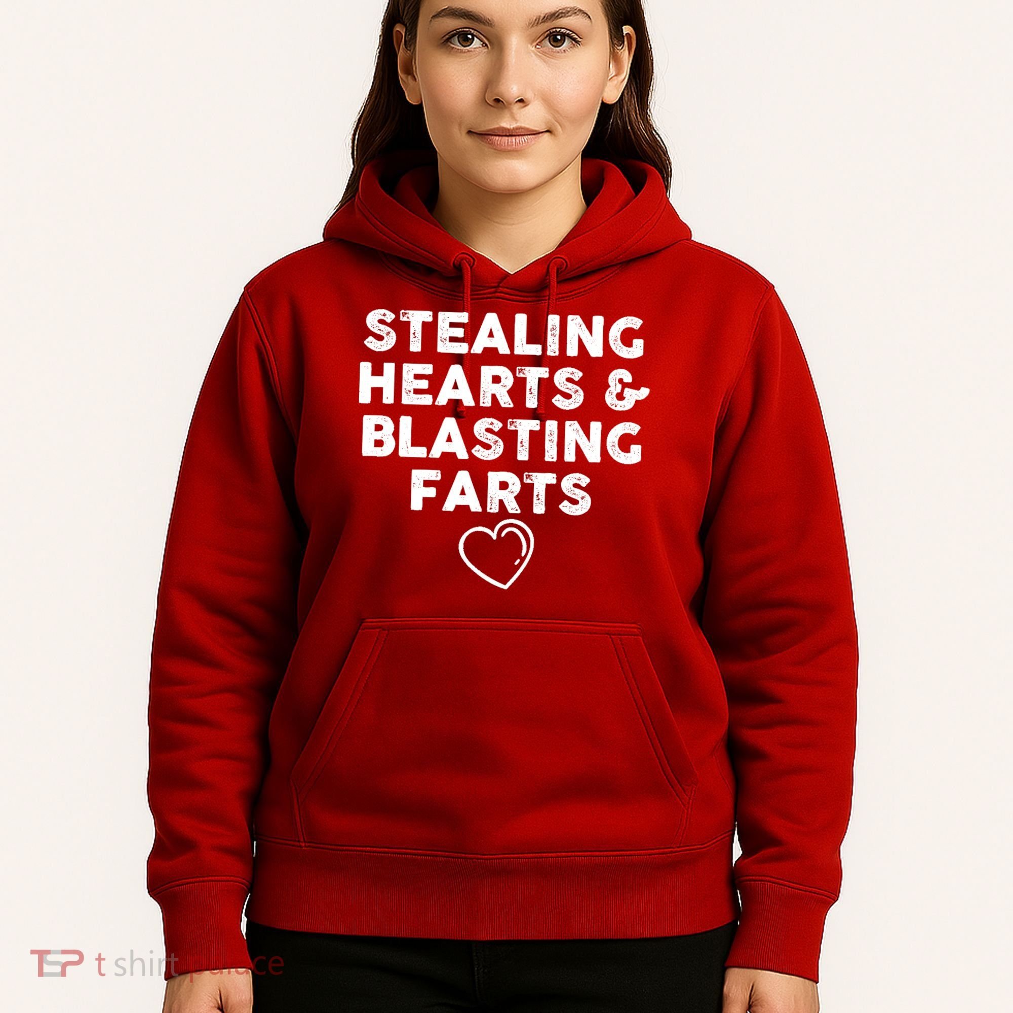 Funny ValentineS Day Stealing Hearts And Blasting Farts Hoodie