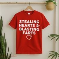 Funny ValentineS Day Stealing Hearts And Blasting Farts T-Shirt thumb 2