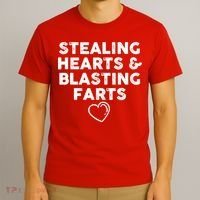 Funny ValentineS Day Stealing Hearts And Blasting Farts T-Shirt thumb 3