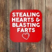 Funny ValentineS Day Stealing Hearts And Blasting Farts Coaster thumb 0