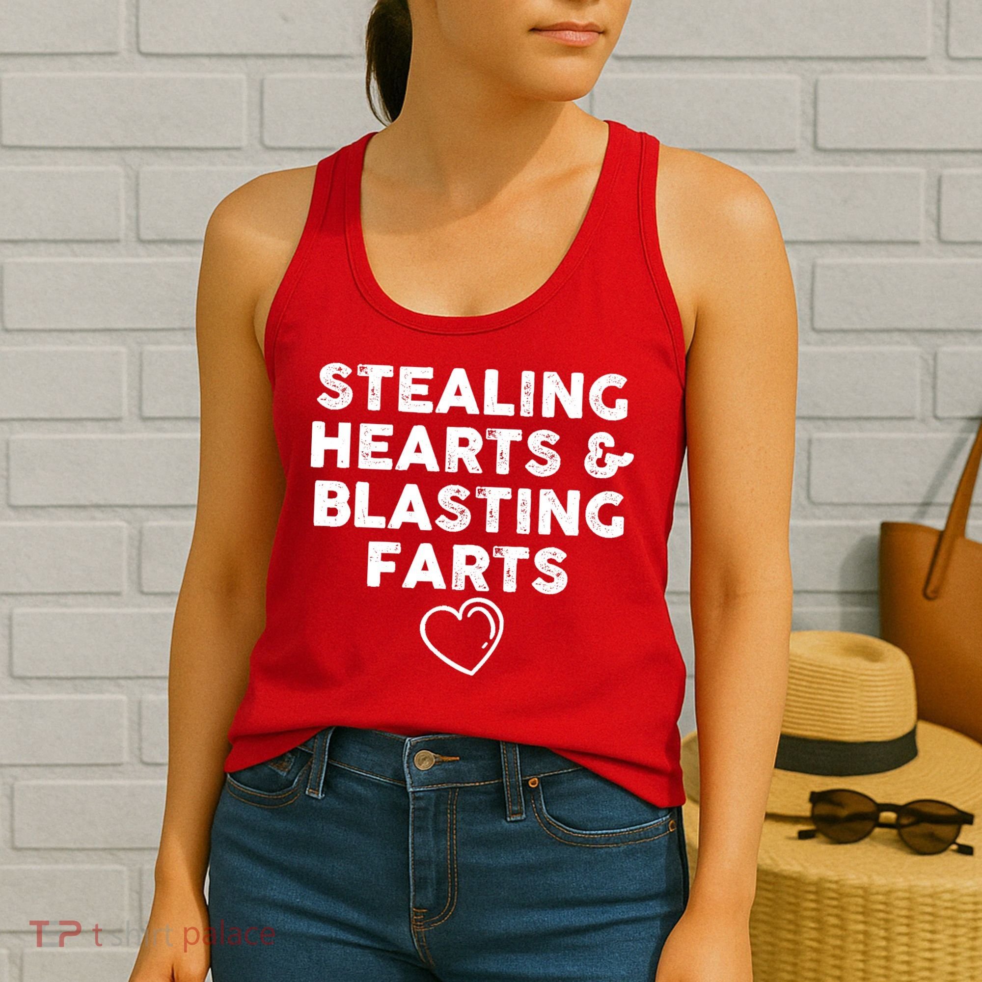 Funny ValentineS Day Stealing Hearts And Blasting Farts Women's Tank Top
