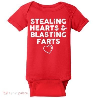 Funny ValentineS Day Stealing Hearts And Blasting Farts Baby Bodysuit