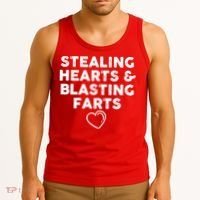 Funny ValentineS Day Stealing Hearts And Blasting Farts Tank Top thumb 3