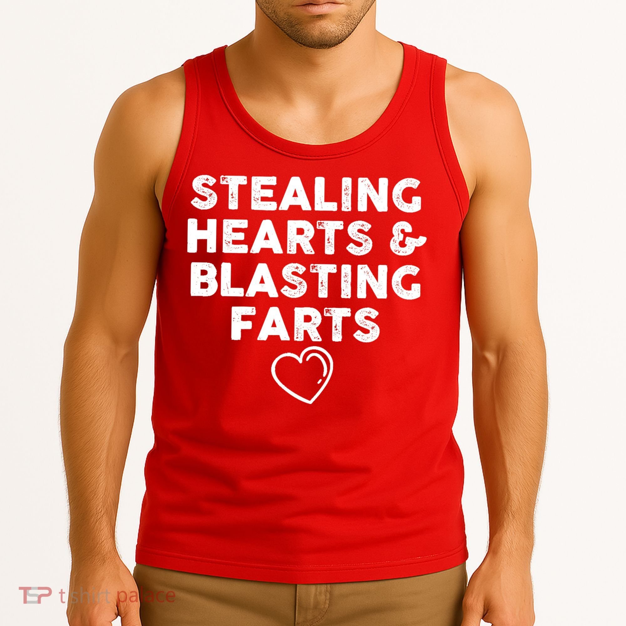 Funny ValentineS Day Stealing Hearts And Blasting Farts Tank Top