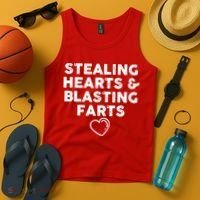 Funny ValentineS Day Stealing Hearts And Blasting Farts Tank Top thumb 4