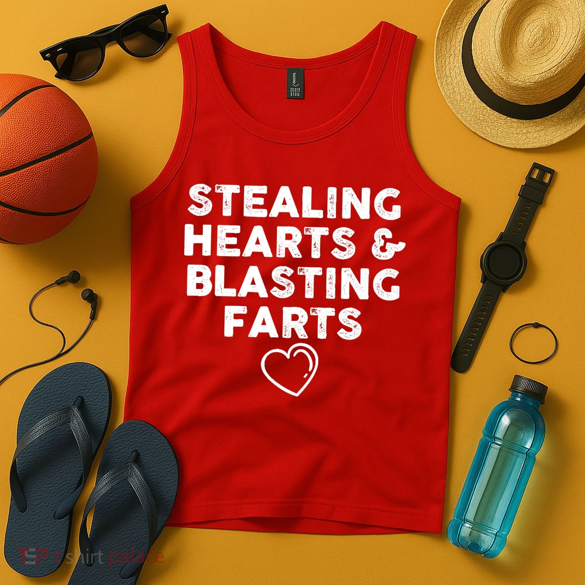 Funny ValentineS Day Stealing Hearts And Blasting Farts Tank Top