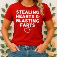 Funny ValentineS Day Stealing Hearts And Blasting Farts Women's T-Shirt thumb 2