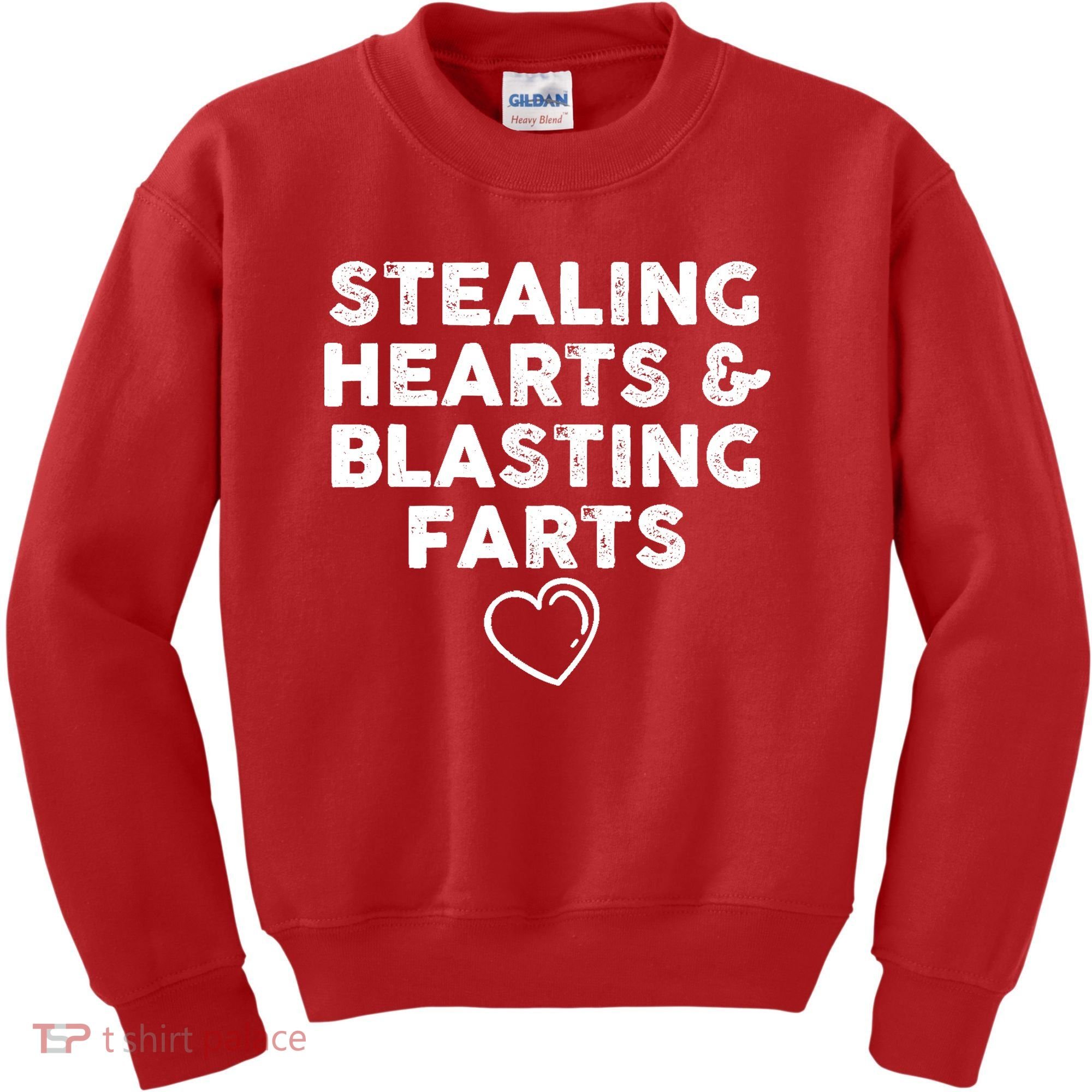 Funny ValentineS Day Stealing Hearts And Blasting Farts Kids Sweatshirt