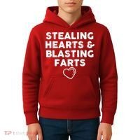 Funny ValentineS Day Stealing Hearts And Blasting Farts Kids Hoodie thumb 4