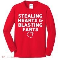 Funny ValentineS Day Stealing Hearts And Blasting Farts Kids Long Sleeve Shirt thumb 0