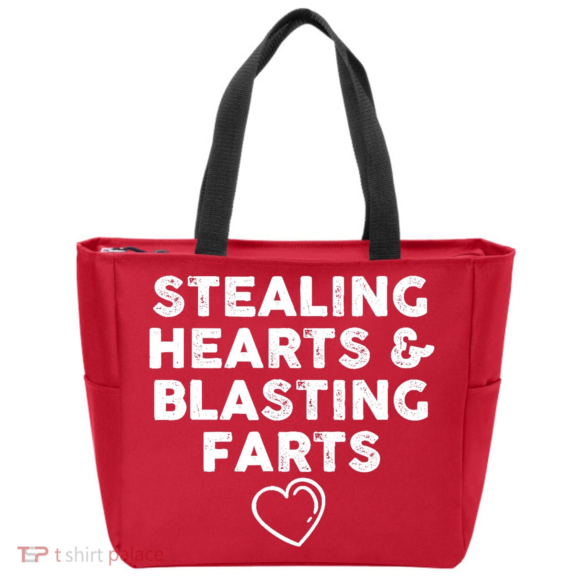 Funny ValentineS Day Stealing Hearts And Blasting Farts Tote Bag