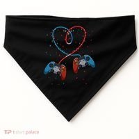 Funny Valentine's Day Gamer Couple Gift Controllers Heart Gift USA-Made Doggie Bandana thumb 0