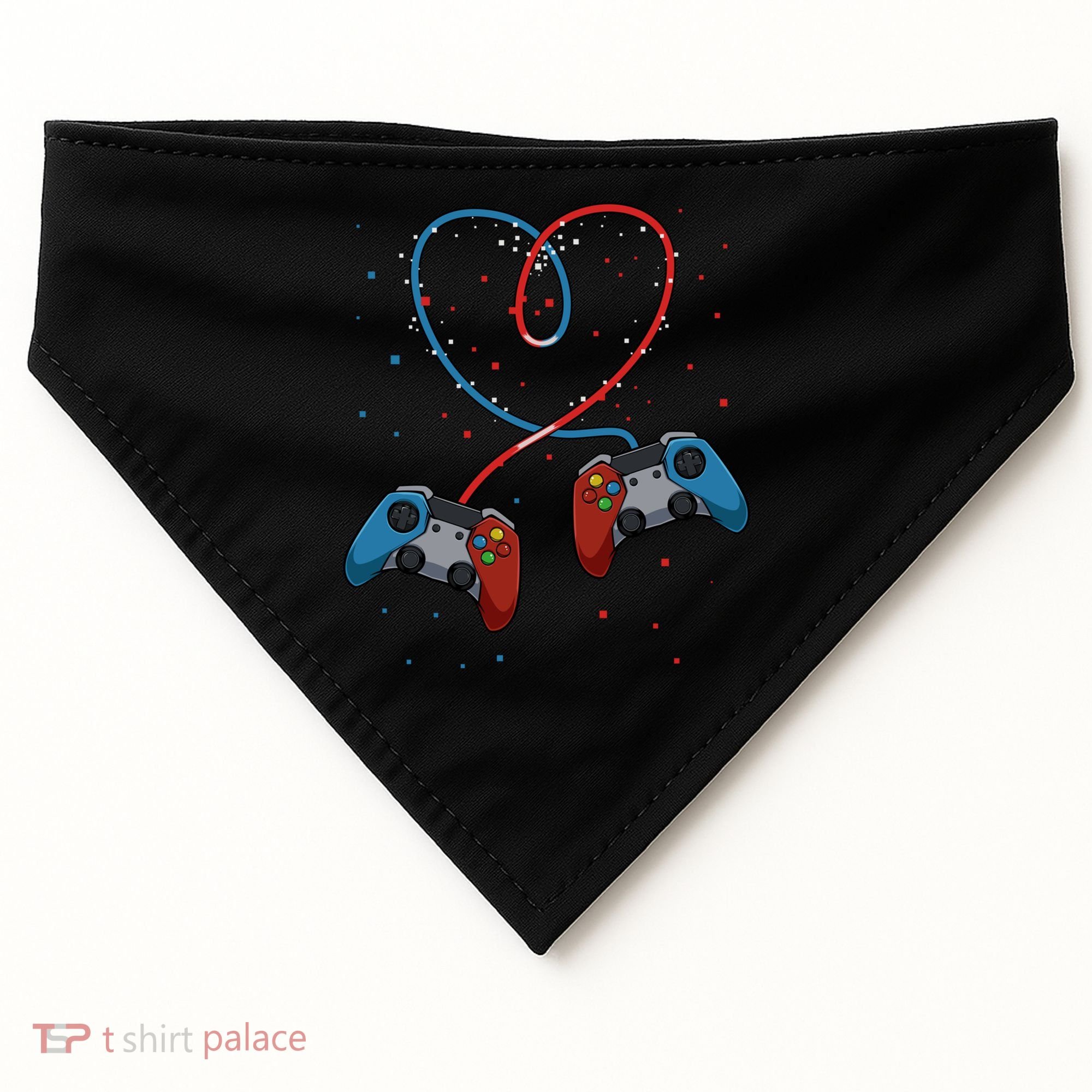 Funny Valentine's Day Gamer Couple Gift Controllers Heart Gift USA-Made Doggie Bandana