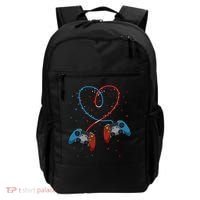 Funny Valentine's Day Gamer Couple Gift Controllers Heart Gift Backpack thumb 0