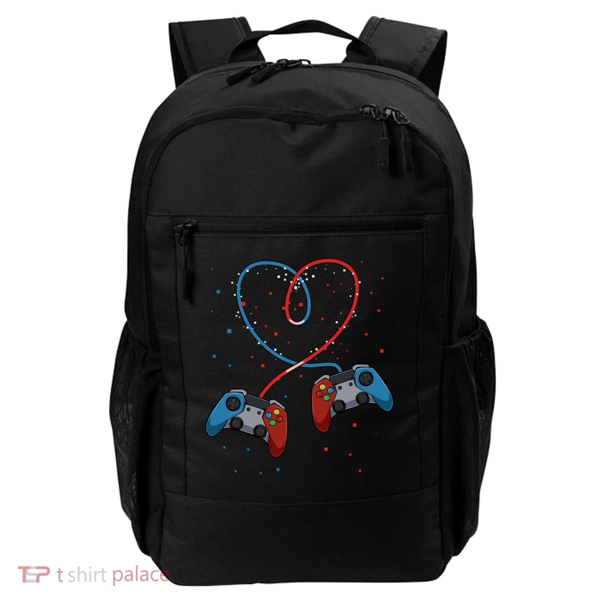 Funny Valentine's Day Gamer Couple Gift Controllers Heart Gift Backpack