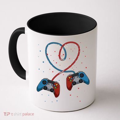 Funny Valentine's Day Gamer Couple Gift Controllers Heart Gift Coffee Mug