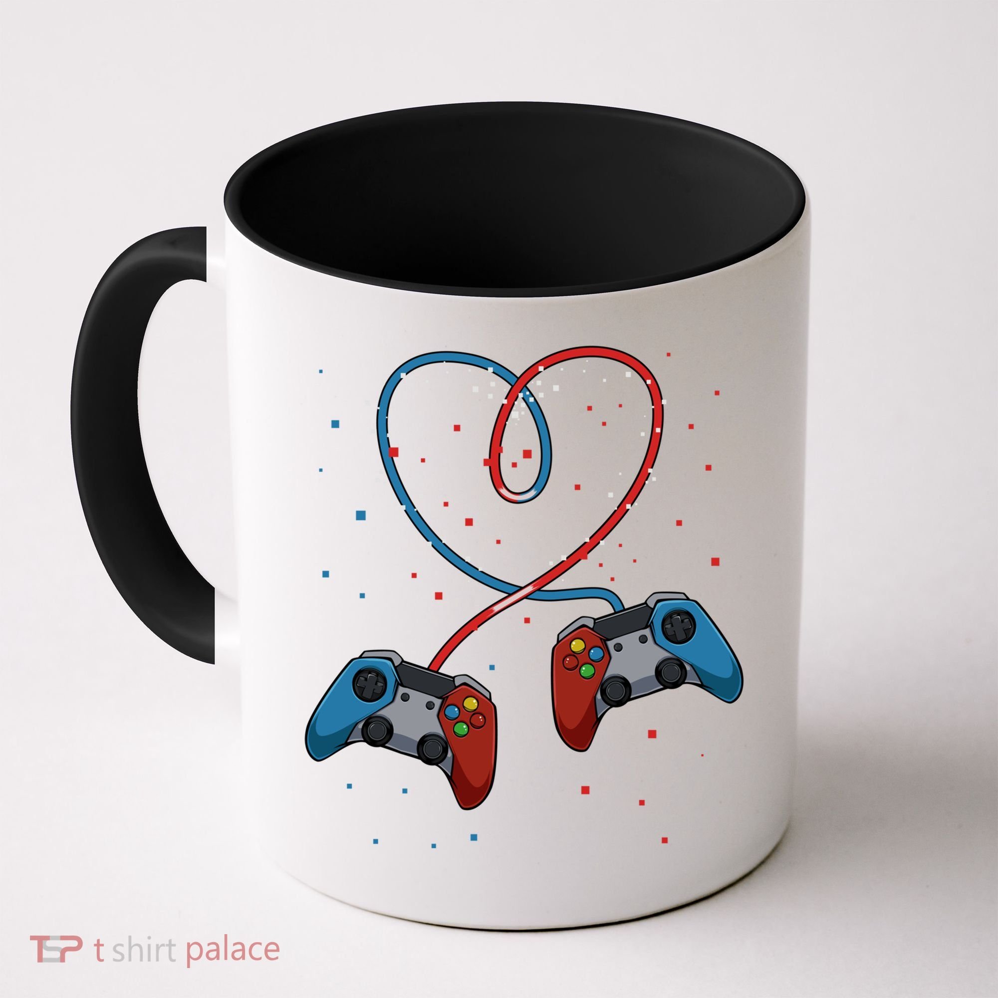 Funny Valentine's Day Gamer Couple Gift Controllers Heart Gift Coffee Mug