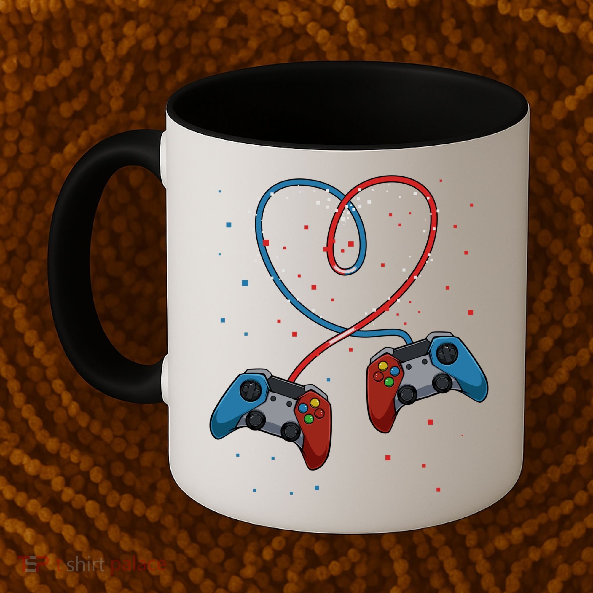 Funny Valentine's Day Gamer Couple Gift Controllers Heart Gift Coffee Mug