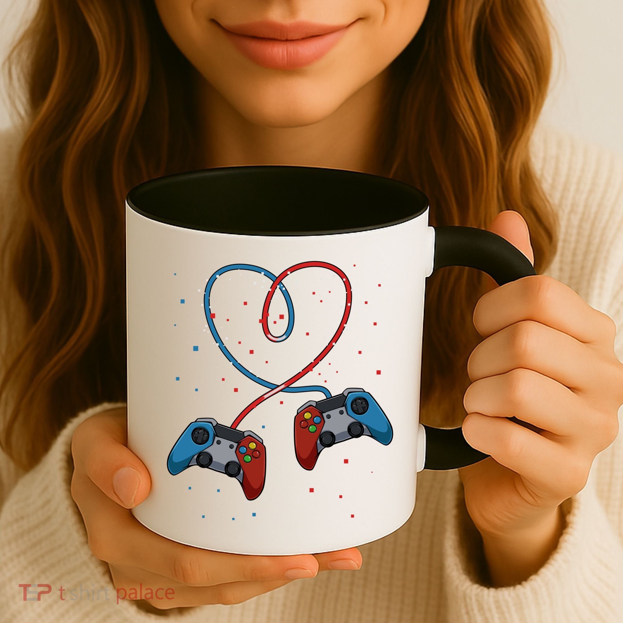 Funny Valentine's Day Gamer Couple Gift Controllers Heart Gift Coffee Mug