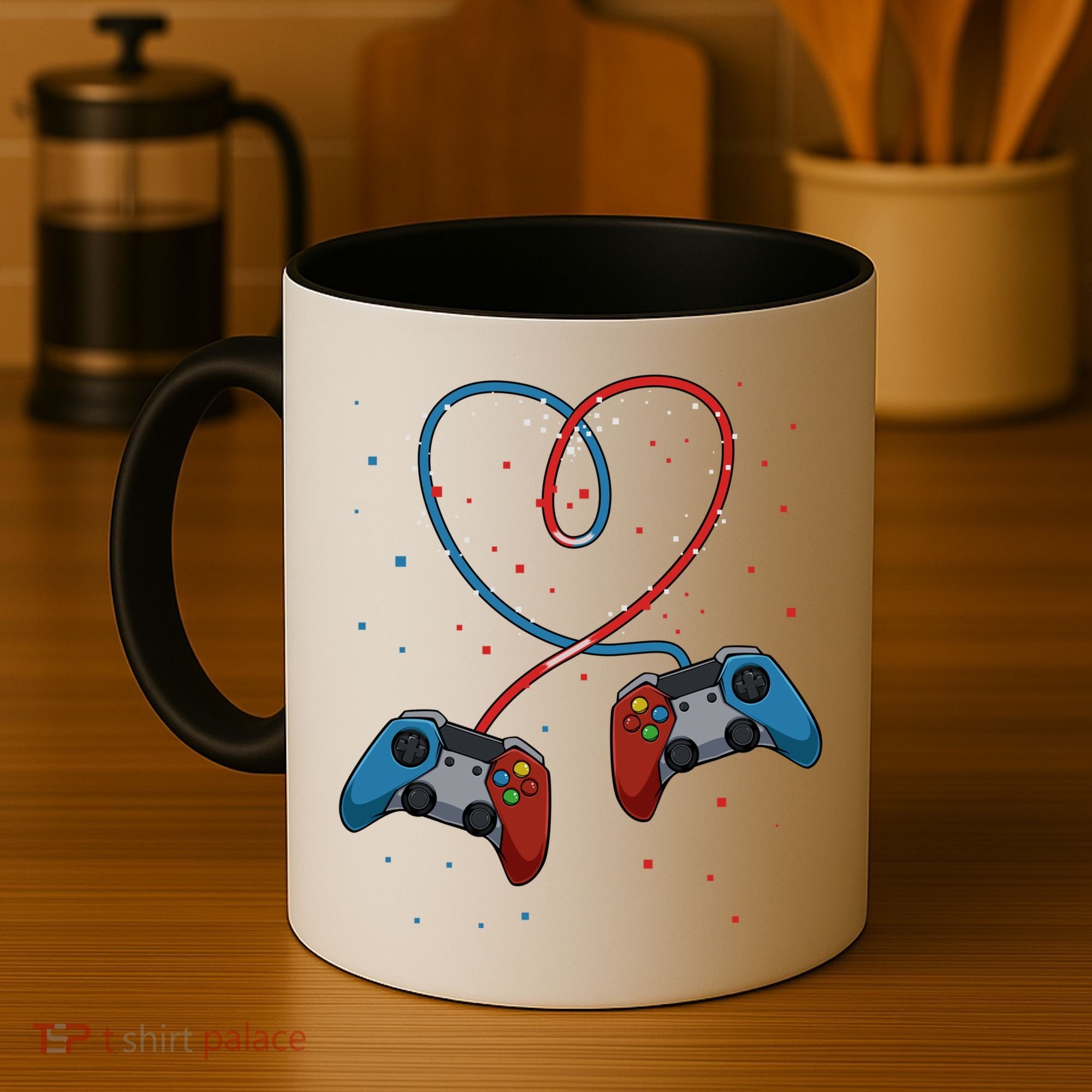 Funny Valentine's Day Gamer Couple Gift Controllers Heart Gift Coffee Mug
