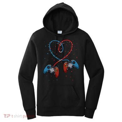 Funny Valentine's Day Gamer Couple Gift Controllers Heart Gift Women's Hoodie