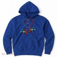 Funny Valentine's Day Gamer Couple Gift Controllers Heart Gift Hoodie thumb 0