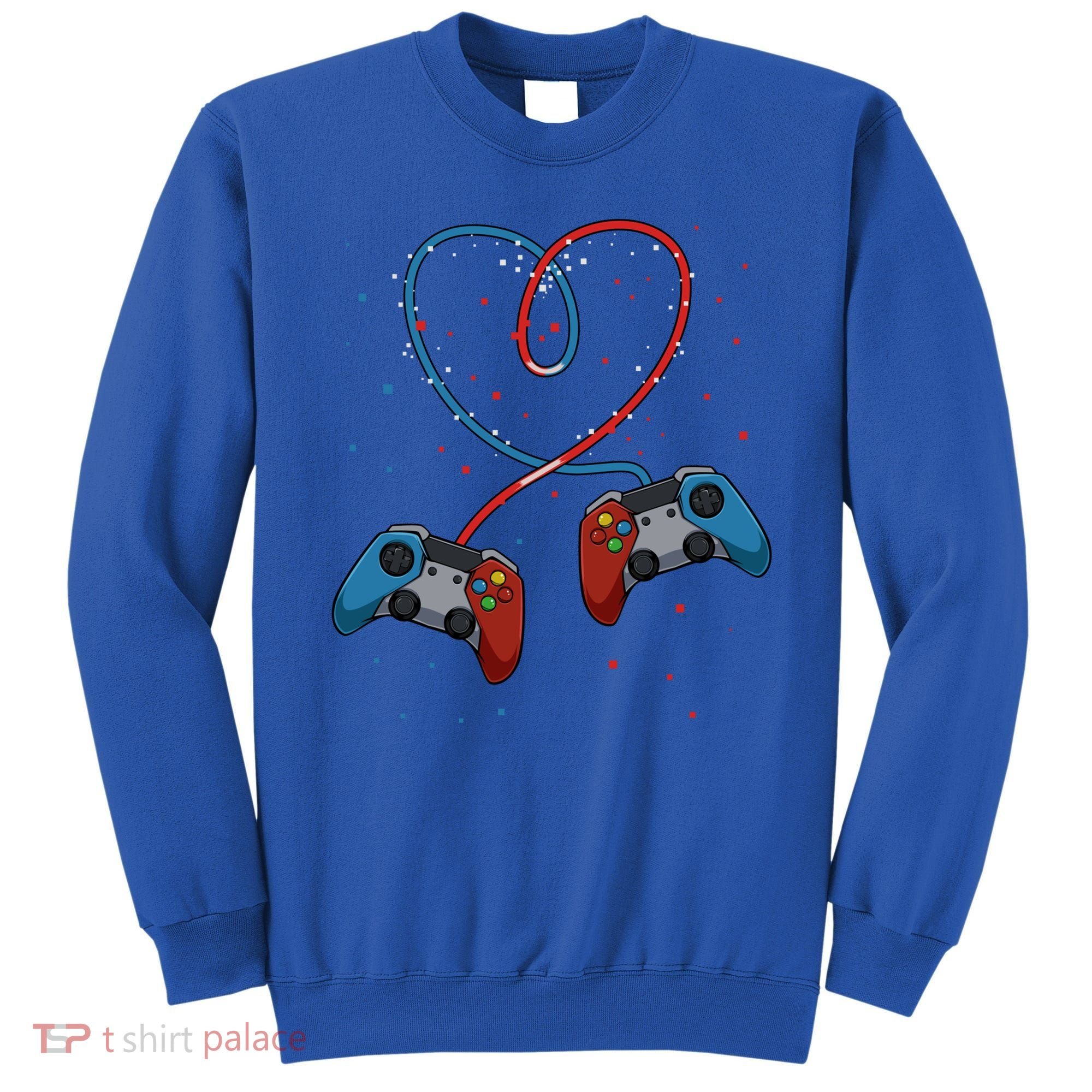 Funny Valentine's Day Gamer Couple Gift Controllers Heart Gift Sweatshirt