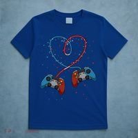 Funny Valentine's Day Gamer Couple Gift Controllers Heart Gift T-Shirt thumb 5