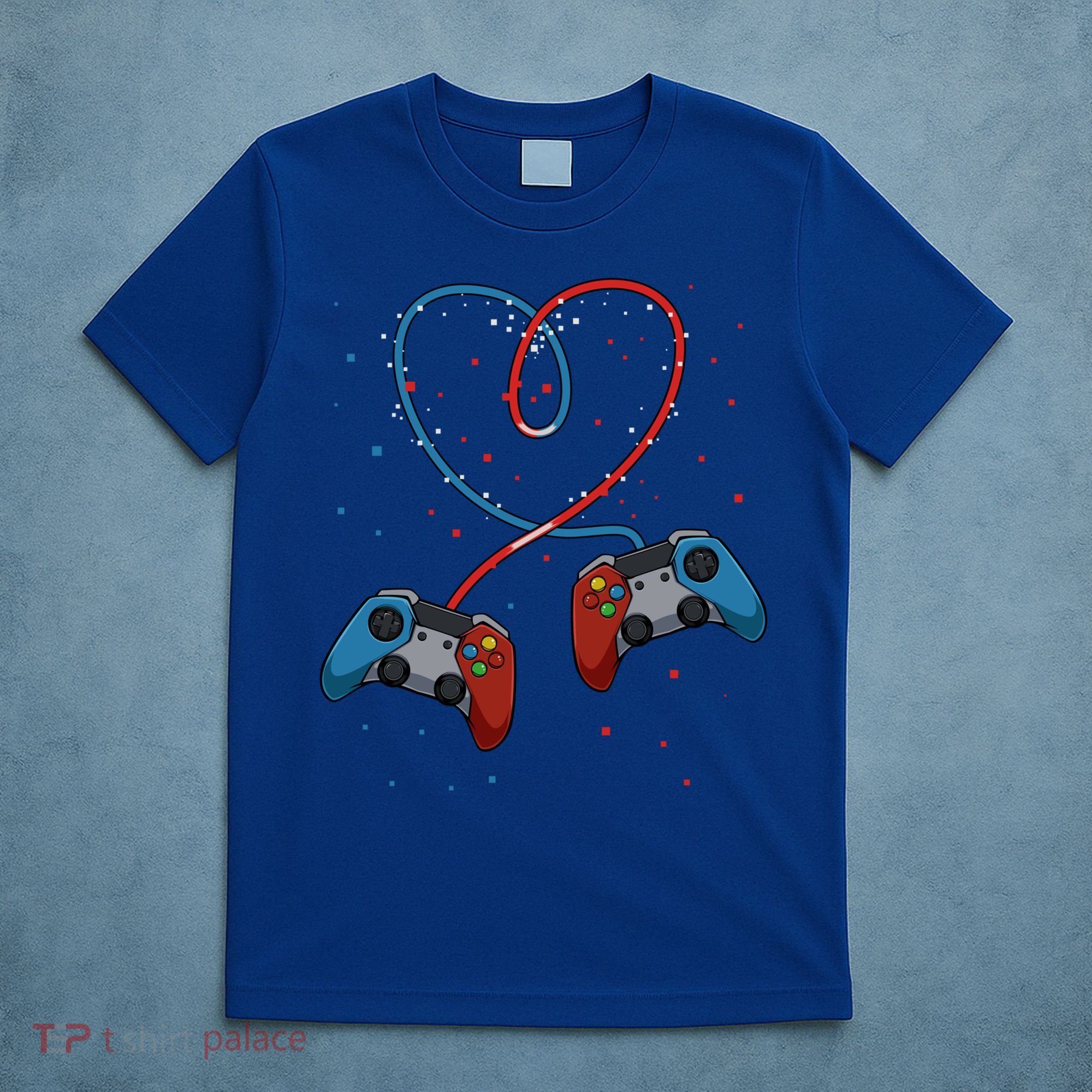 Funny Valentine's Day Gamer Couple Gift Controllers Heart Gift T-Shirt