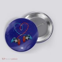 Funny Valentine's Day Gamer Couple Gift Controllers Heart Gift Button thumb 0