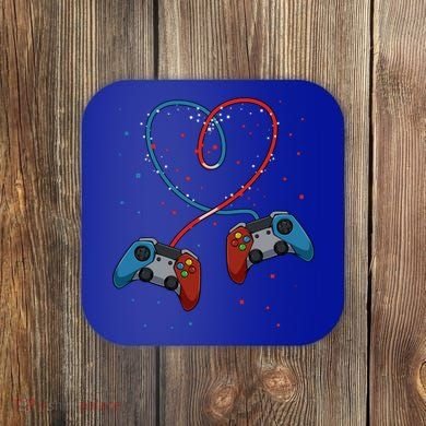 Funny Valentine's Day Gamer Couple Gift Controllers Heart Gift Coaster