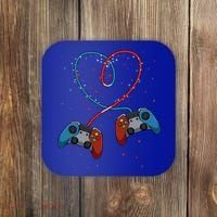 Funny Valentine's Day Gamer Couple Gift Controllers Heart Gift Coaster thumb 0